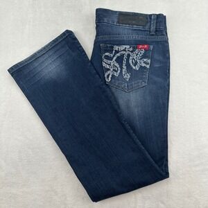 Seven7 Jeans Women's Bootcut Embellished Pockets Dark Wash Denim Size 10P 33x32
